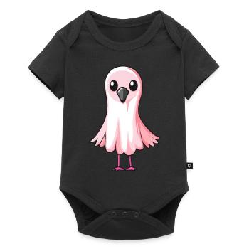 Flamingo Halloween Comic Geist - Baby Premium Kurzarmbody - Schwarz - Vorne