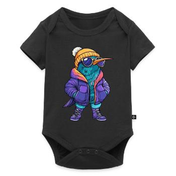 Kolibri Vogel Cool Comic - Baby Premium Kurzarmbody - Schwarz - Vorne