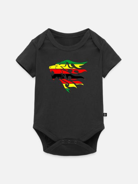 Simbabwe-Flagge Löwe - Baby Premium Kurzarmbody - Schwarz