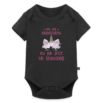 Bye Kindergarten Schule Einhorn Schulkind Geschenk - Baby Premium Kurzarmbody - Schwarz - Vorne