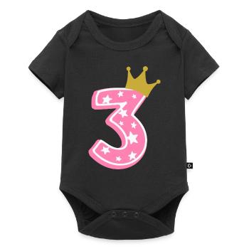 3 Krone 3. Geburtstag 3 Jahre - Baby Premium Kurzarmbody - Schwarz - Vorne