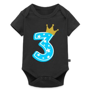 3 Krone 3. Geburtstag 3 Jahre - Baby Premium Kurzarmbody - Schwarz - Vorne