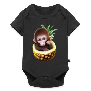 Little monkey in a pineapple - Baby Premium short-sleeve bodysuit - black - Front