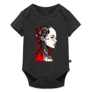 Schöne Cyborg Gothic Frau - Trash Polka Art - Baby Premium Kurzarmbody - Schwarz - Vorne