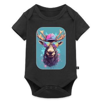 Orignal avec casquette et lunettes de soleil, roi de la forêt - Body à manches courtes Premium Bébé - noir - Devant
