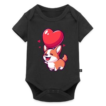 Corgi Dog Kawaii Cartoon Pet jouant avec des ballons - Body à manches courtes Premium Bébé - noir - Devant
