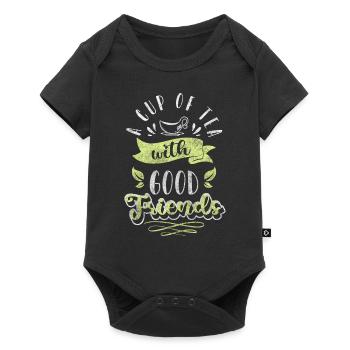 Tea Lover Relaxation Heat Teapot - Baby Premium short-sleeve bodysuit - black - Front