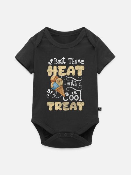 Softeis Waffel Kalt Geschmack - Baby Premium Kurzarmbody - Schwarz