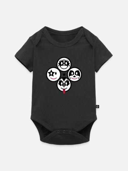 Smiley Kiss Icons (quadratisch) 3c - Baby Premium Kurzarmbody - Schwarz
