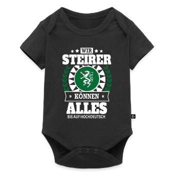 STEIRER - ALLES BIS AUF HOCHDEUTSCH - Baby Premium Kurzarmbody - Schwarz - Vorne