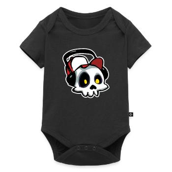 Scull mit Kopfhörern (Schlaganfall) - Baby Premium Kurzarmbody - Schwarz - Vorne