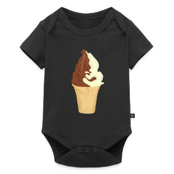 Softeis Eis für die schlanke Lienie - Baby Premium Kurzarmbody - Schwarz - Vorne