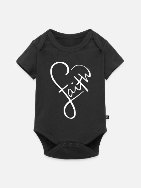Faith mit Herz - Baby Premium Kurzarmbody - Schwarz