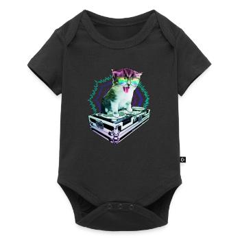 Cat Glasses Turntable DJ Disco Club Party - Baby Premium short-sleeve bodysuit - black - Front