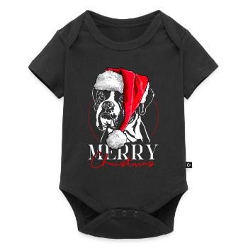 Santa BOXER Chien Merry Christmas Chiens Wilsigns - Body à manches courtes Premium Bébé - noir - Devant