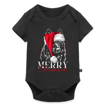 Santa GROENENDAEL Joyeux Noël Chiens Wilsigns - Body à manches courtes Premium Bébé - noir - Devant