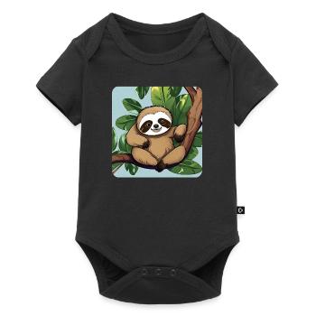 Cute sloth chilling - Baby Premium short-sleeve bodysuit - black - Front