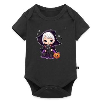 Cute witch with black cat - Baby Premium short-sleeve bodysuit - black - Front
