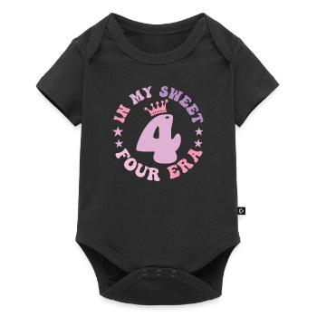 In My Sweet Four Era 4th Birthday Groovy Retro 4th - Body à manches courtes Premium Bébé - noir - Devant