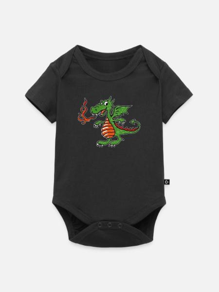 Kleiner Feuerdrache - Baby Premium Kurzarmbody - Schwarz