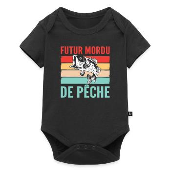 Mordu de Pêche pour bébé - Body à manches courtes Premium Bébé - noir - Devant