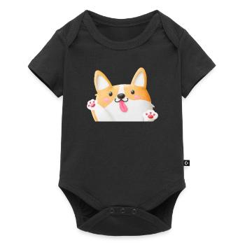 Süsser Corgi Hund - Baby Premium Kurzarmbody - Schwarz - Vorne