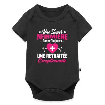 Retraite infirmière, Cadeau future retraitée - Body à manches courtes Premium Bébé - noir - Devant
