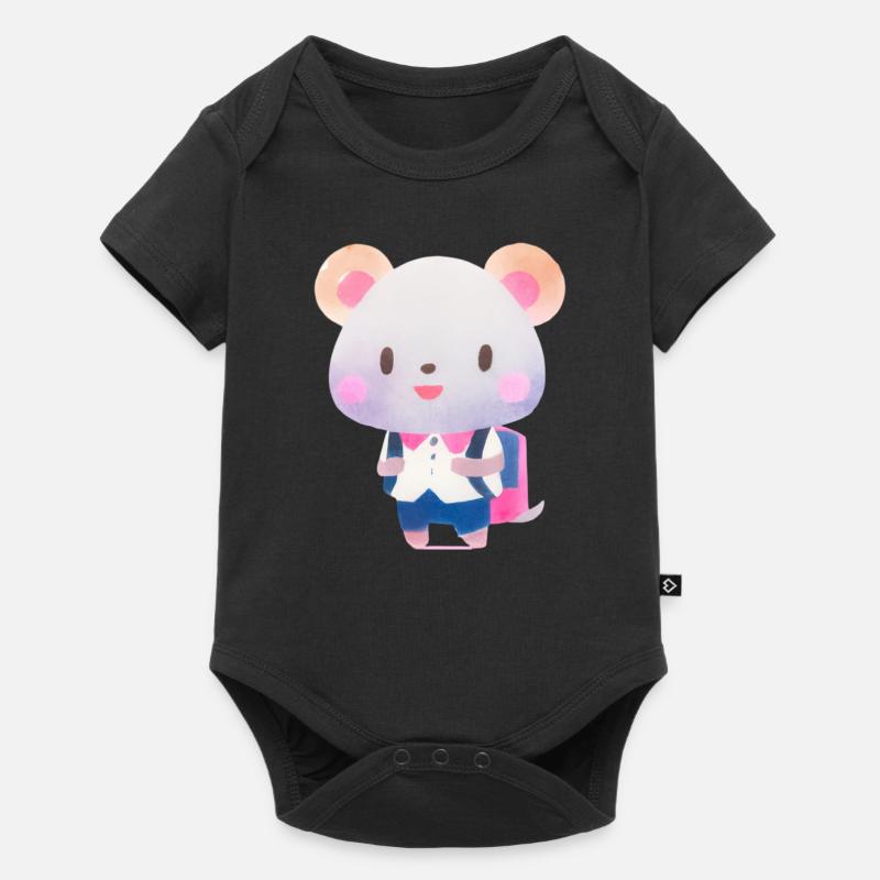 Animal mignon content d'aller à l'école enfant sac - Body à manches courtes Premium Bébé - noir