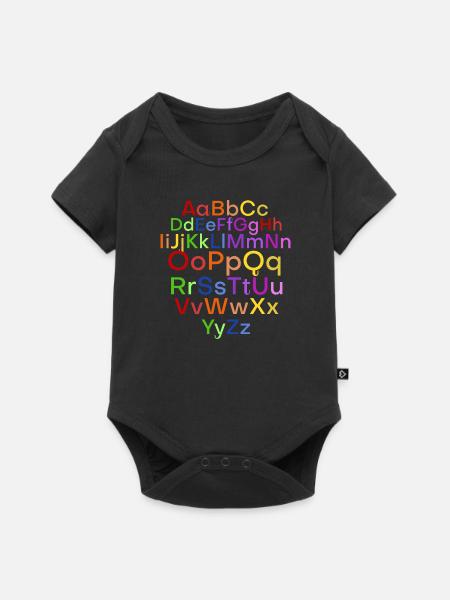 Alphabet - Baby Premium Kurzarmbody - Schwarz
