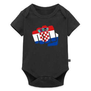 Croatie Hrvatska Poing Boxen Boxer drapeau drapeau - Body à manches courtes Premium Bébé - noir - Devant