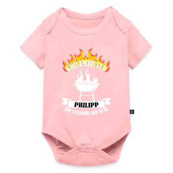 Grillmeister Philipp lustiger Spruch Vorname - Baby Premium Kurzarmbody - Rosa - Vorne