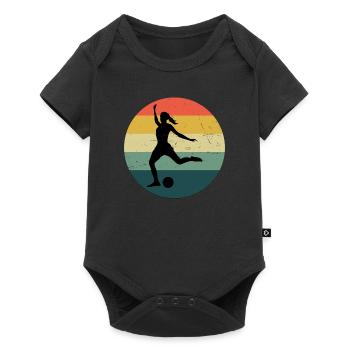 Damen Football Fussball Soccer Fussballspiel - Baby Premium Kurzarmbody - Schwarz - Vorne