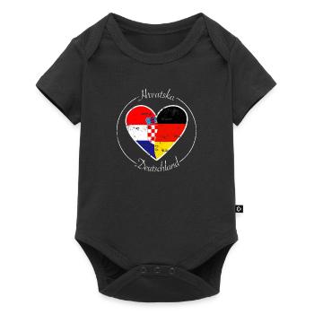 Hrvastka und Deutschland Herz Logo weiß - Baby Premium Kurzarmbody - Schwarz - Vorne