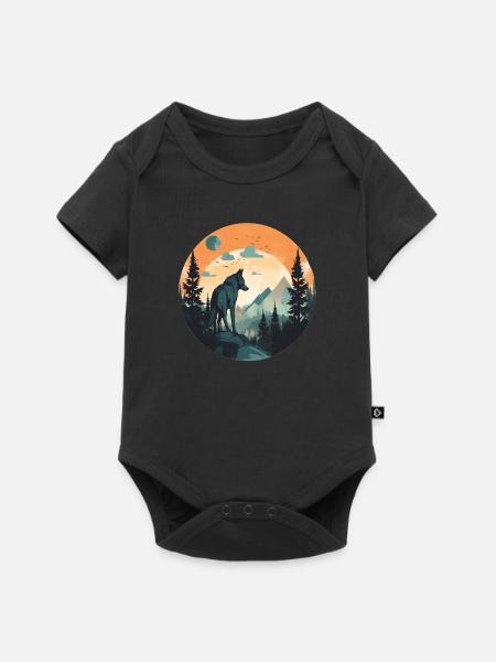 Wolf in den Bergen - Baby Premium Kurzarmbody - Schwarz
