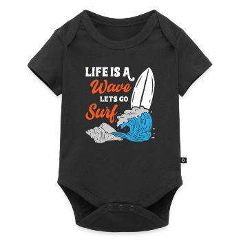 Life Is A Wave Lets Go Surfing - Baby Premium short-sleeve bodysuit - black - Front