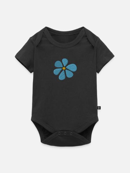 Gänseblümchen bestickt - Baby Premium Kurzarmbody - Schwarz