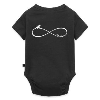 Pferdemotiv Percheron Kutscher Unendlichkeit acht - Baby Premium Kurzarmbody - Schwarz - Hinten