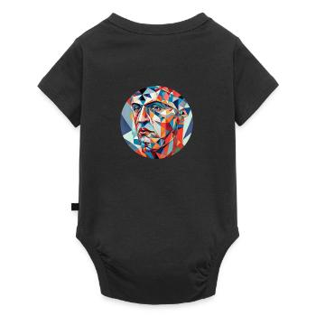 Geometrischer Mosaik Kopf - Baby Premium Kurzarmbody - Schwarz - Hinten