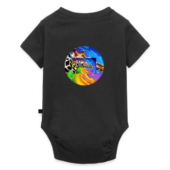 Farbenfrohe Giraffe - Baby Premium Kurzarmbody - Schwarz - Hinten