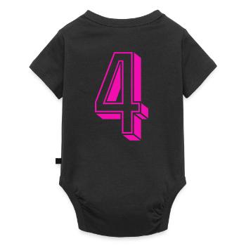 Zahl vier - Nummer 4 pink Mädchen Trikotnummer - Baby Premium Kurzarmbody - Schwarz - Hinten