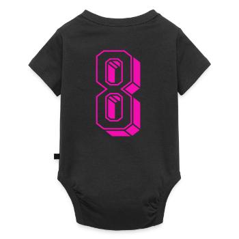 Zahl acht - Nummer 8 pink Mädchen Trikotnummer - Baby Premium Kurzarmbody - Schwarz - Hinten