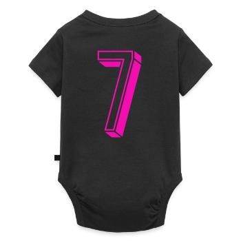 Zahl sieben - Nummer 7 pink Mädchen Trikotnummer - Baby Premium Kurzarmbody - Schwarz - Hinten