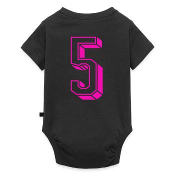 Zahl fünf - Nummer 5 pink Mädchen Trikotnummer - Baby Premium Kurzarmbody - Schwarz - Hinten