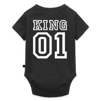 King 01, Paar-Liebe, verliebt, Beziehung, liebe - Baby Premium Kurzarmbody - Schwarz - Hinten