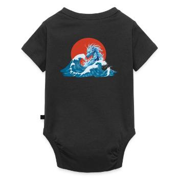 Back Print Japanese Dragon Blue China Asia - Baby Premium short-sleeve bodysuit - black - Back