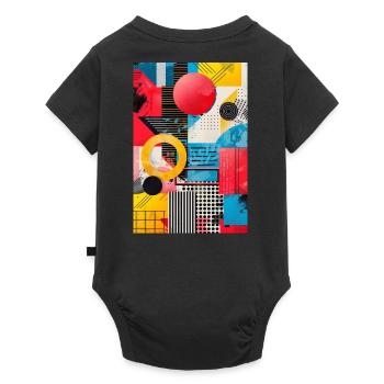 Style rétro - Formes abstraites - Body à manches courtes Premium Bébé - noir - Dos