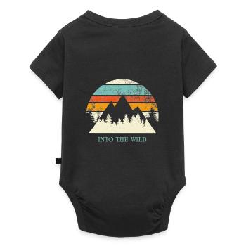 Into the wild saying sayings retro mountains outdoor - Baby Premium short-sleeve bodysuit - black - Back
