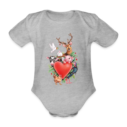 Christmas heart by Maria Tiqwah - Organic Short-sleeved Baby Bodysuit