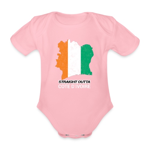 Straight Outta Cote d Ivoire country map & flag - Organic Short-sleeved Baby Bodysuit