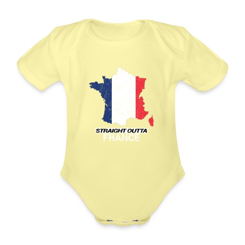 Straight Outta France country map &flag - Organic Short-sleeved Baby Bodysuit